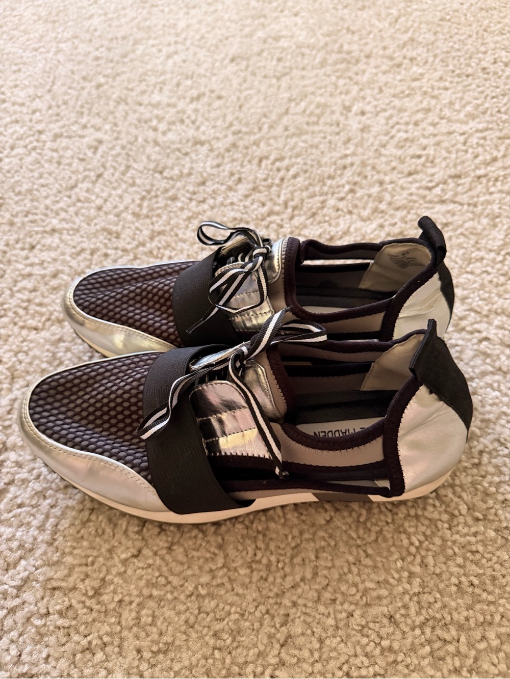 Steve Madden Metallic Silver and Brown Sporty Slip-On Sneakers